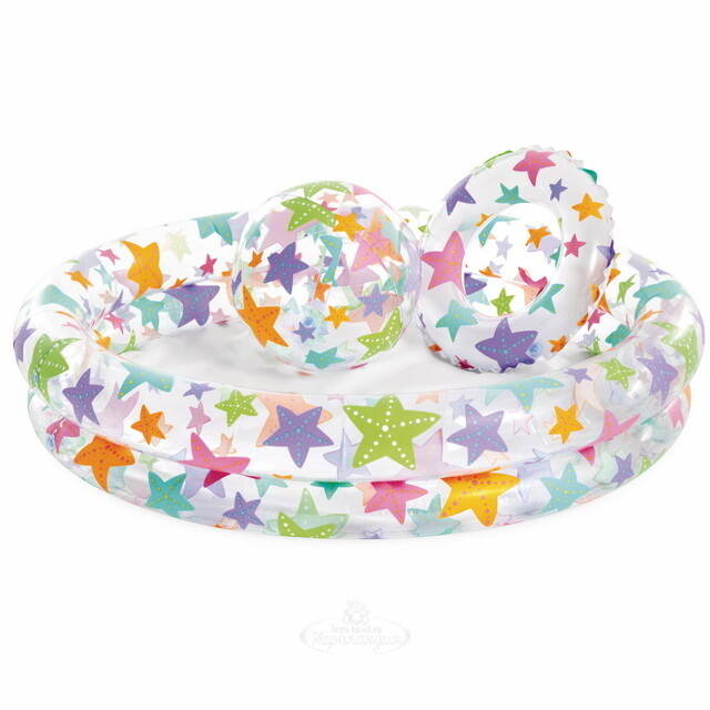 Детский бассейн Морские Звезды 122*25 см с мячом и кругом INTEX (Интекс)