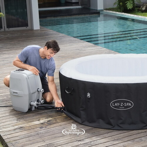 Надувной бассейн-джакузи Lay-Z-Spa: Miami 180*66 см, аэромассаж, теплосберегающий тент Bestway