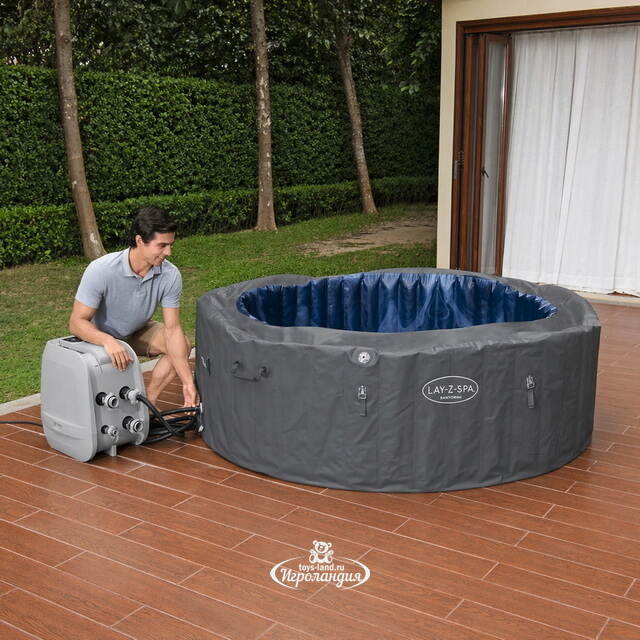 Надувной спа-бассейн 216*80 см 6001T Bestway Santorini Smart HydroJet Pro (Бествей Санторини Смарт Гидроджет Про), теплосберегающий тент, подсветка Bestway (Бествей)