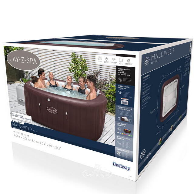 Надувной спа-бассейн 201*80 см 6001U Bestway Maldives Smart HydroJet Pro (Бествей Мальдивы Смарт Гидроджет Про), теплосберегающий тент, подсветка Bestway (Бествей)