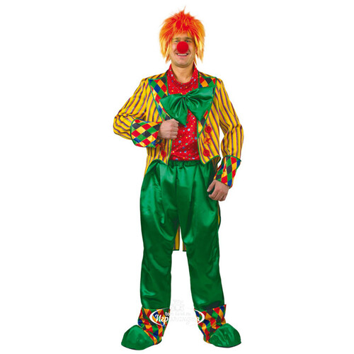 Карнавальный костюм для взрослых Клоун Кеша желто-зеленый, 50 размер Батик
