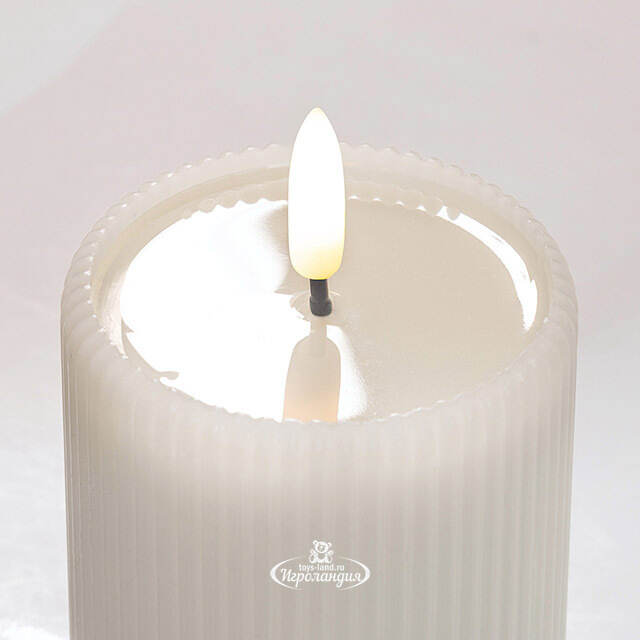 Светодиодная свеча с имитацией пламени Мокколо 10 см белая, с пультом EDG (ЭДГ)