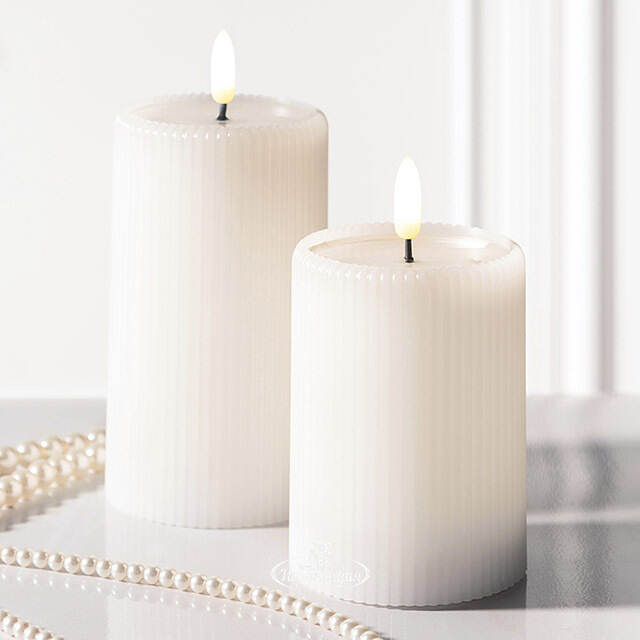 Светодиодная свеча с имитацией пламени Мокколо 10 см белая, с пультом EDG (ЭДГ)