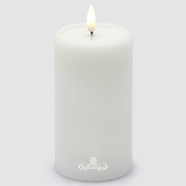 Светодиодная свеча с имитацией пламени Moccolo 13 см белая, с пультом EDG