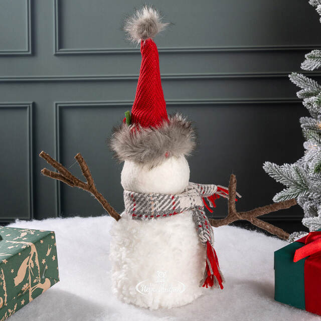 Декоративная фигура Снеговик Тоби в рождественском колпаке 29 см Kaemingk