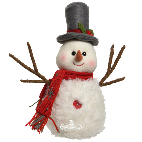 Декоративная фигура Снеговик Тоби в рождественском цилиндре 29 см Kaemingk