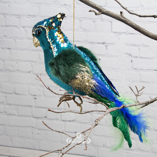Декоративная фигура Попугай - Карнавальный Блеск 34 см сапфировый Kaemingk (Кейминг)