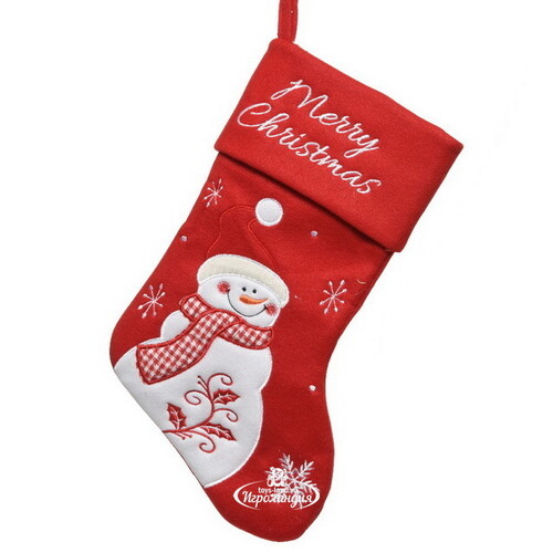 Новогодний носок Merry Christmas: Веселый Снеговик 40 см Kaemingk