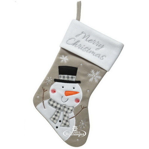 Новогодний носок Happy Christmas: Снеговик Оттис 40 см Kaemingk