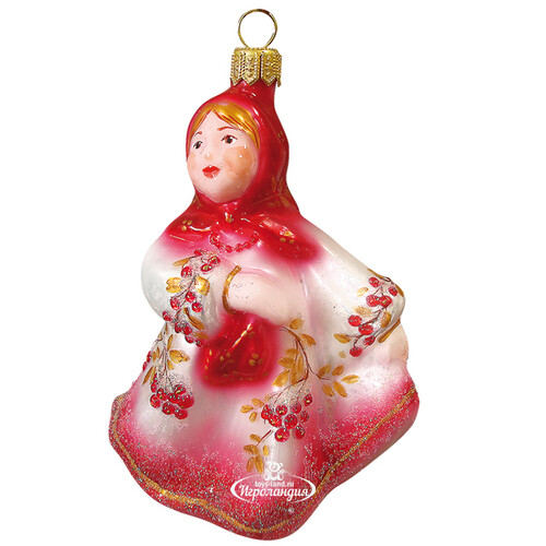 Стеклянная елочная игрушка Плясунья - Зимняя ягода 12 см, подвеска Фабрика Ариель