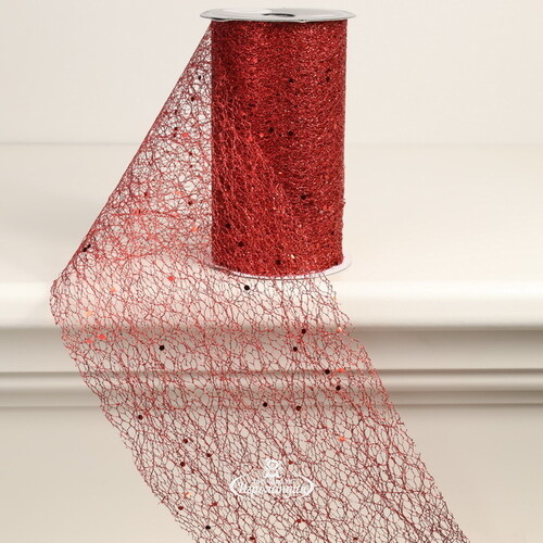 Декоративная лента с блестками Meteora - Dao 270*13 см красная Kaemingk