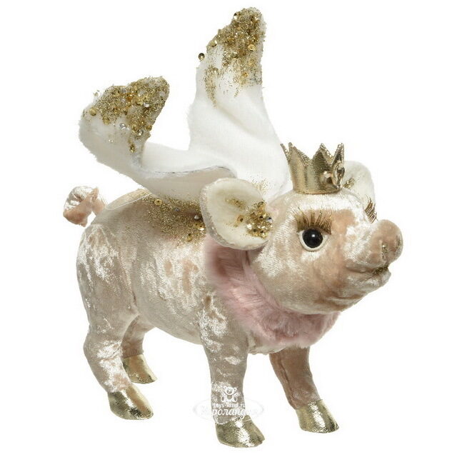 Елочная игрушка Свинка Piggy Angel - Velvet Dreams 18 см, подвеска Kaemingk