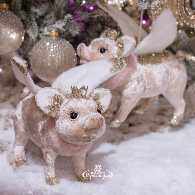 Елочная игрушка Свинка Piggy Angel - Velvet Dreams 18 см, подвеска Kaemingk