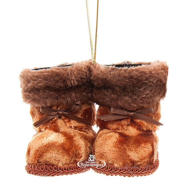 Елочная игрушка Сапожки бархатные медные, 10*8 см, подвеска Kaemingk