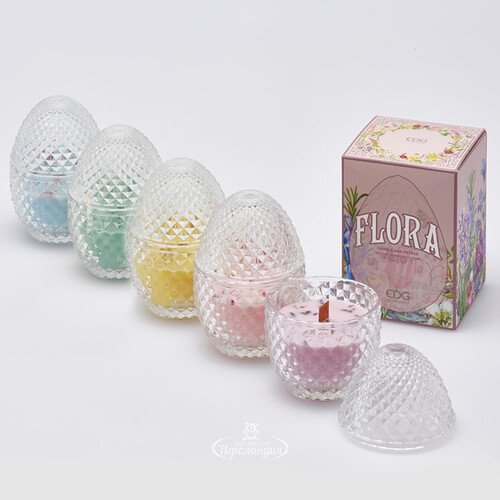 Ароматическая свеча Flora - Waterlily&Rose 12 см, стекло EDG