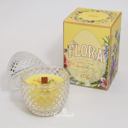Ароматическая свеча Flora - Ginger&Warm Vanilla 12 см, 20 часов горения EDG