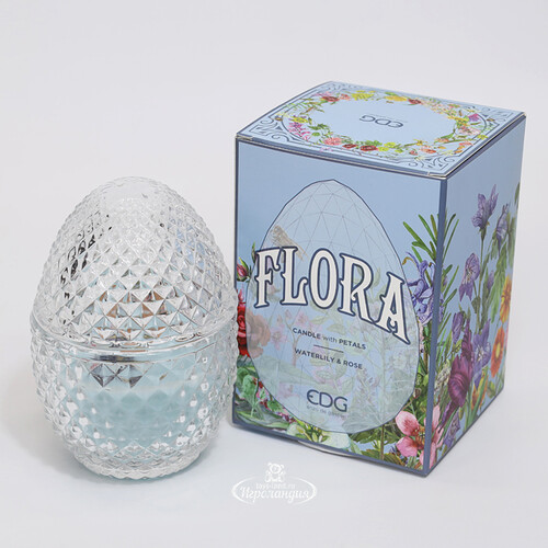 Ароматическая свеча Flora - Waterlily&Rose 12 см, 20 часов горения EDG