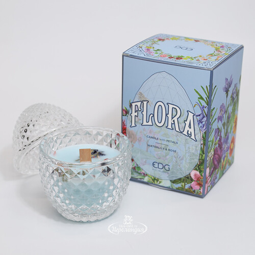 Ароматическая свеча Flora - Waterlily&Rose 12 см, 20 часов горения EDG