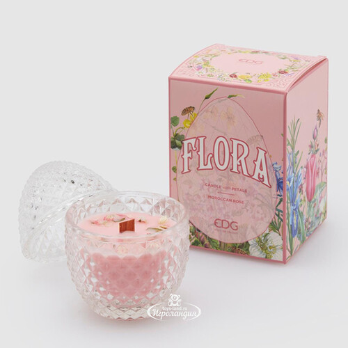 Ароматическая свеча Flora - Moroccan Rose 12 см, стекло EDG