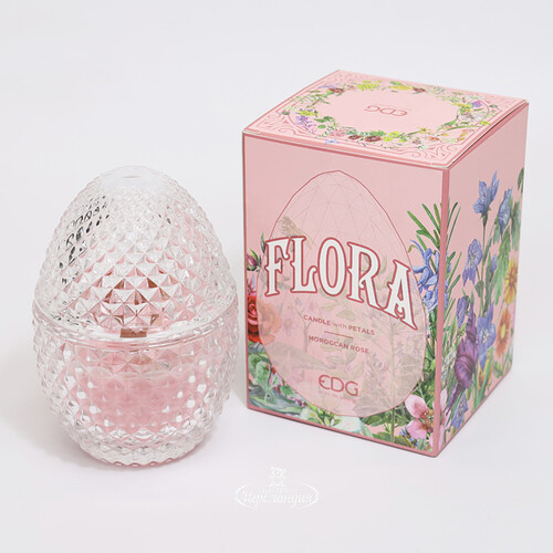 Ароматическая свеча Flora - Moroccan Rose 12 см, 20 часов горения EDG