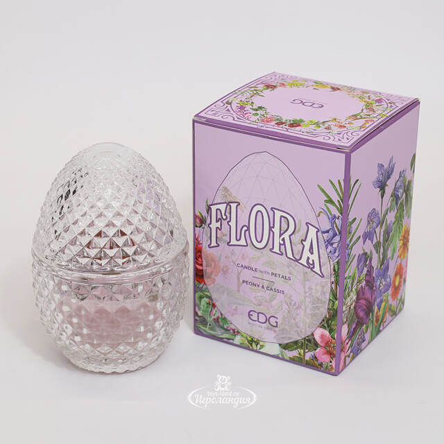 Ароматическая свеча Flora - Peony&Cassis 12 см, 20 часов горения EDG