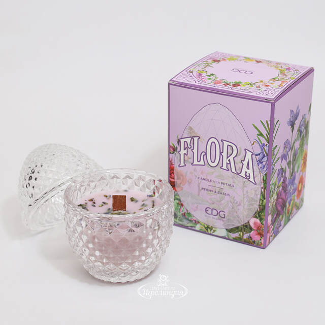 Ароматическая свеча Flora - Peony&Cassis 12 см, 20 часов горения EDG