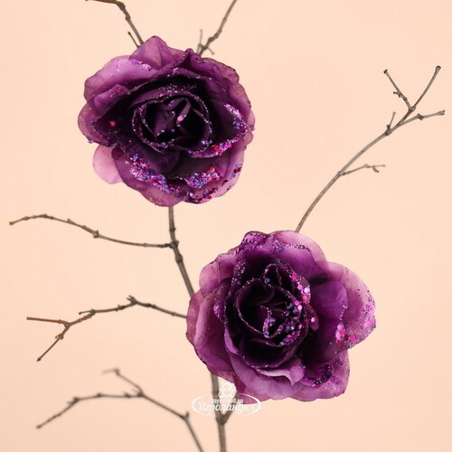 Роза Искристая 14 см сливовая, клипса Kaemingk