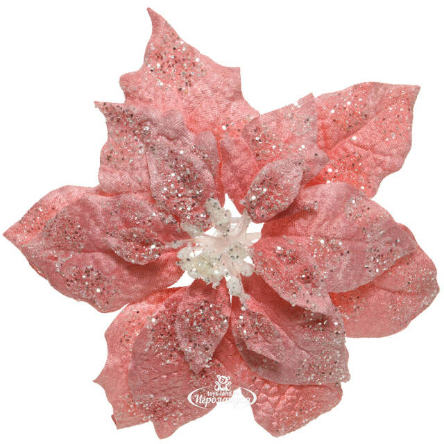 Пуансеттия Viento Rosa 16 см, клипса Kaemingk