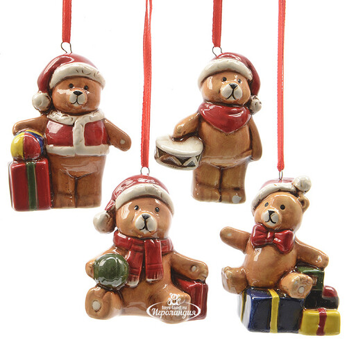 Елочная игрушка Мишка с Подарком 7 см, подвеска Kaemingk