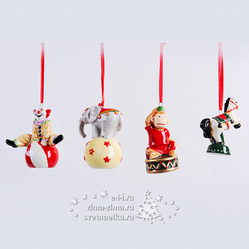 Елочная игрушка "Циркачи", керамика, 8 см, 4 шт, подвеска Kaemingk