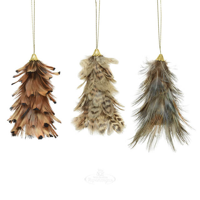 Елочная игрушка из перьев Lanzaro 10 см, подвеска Kaemingk