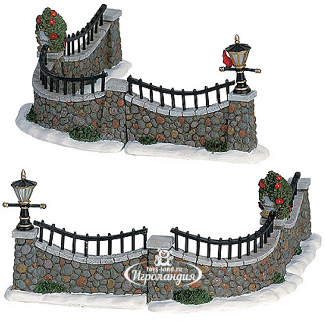 Забор каменный с фонарями, 6 пролетов Lemax