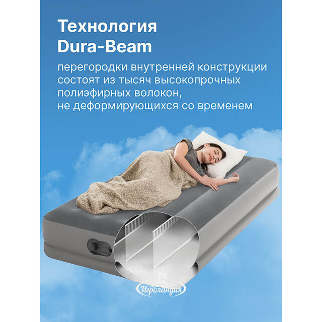 Надувной матрас Prestige Twin со встроенным USB-насосом, 99*191*30 см INTEX