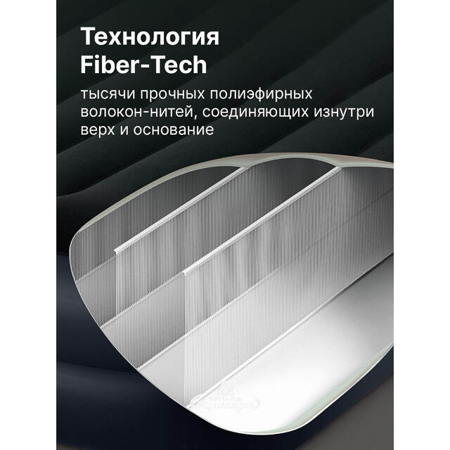 Надувная кровать с насосом Pillow Rest 99*191*42 см темно-синяя с синим INTEX