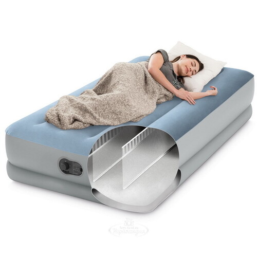 Надувная кровать Mid-Rise Comfort со встроенным USB-насосом, 99*191*36 см INTEX