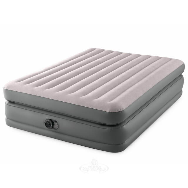 Надувная кровать с насосом Prime Comfort Queen, 152*203*51 см, серая INTEX