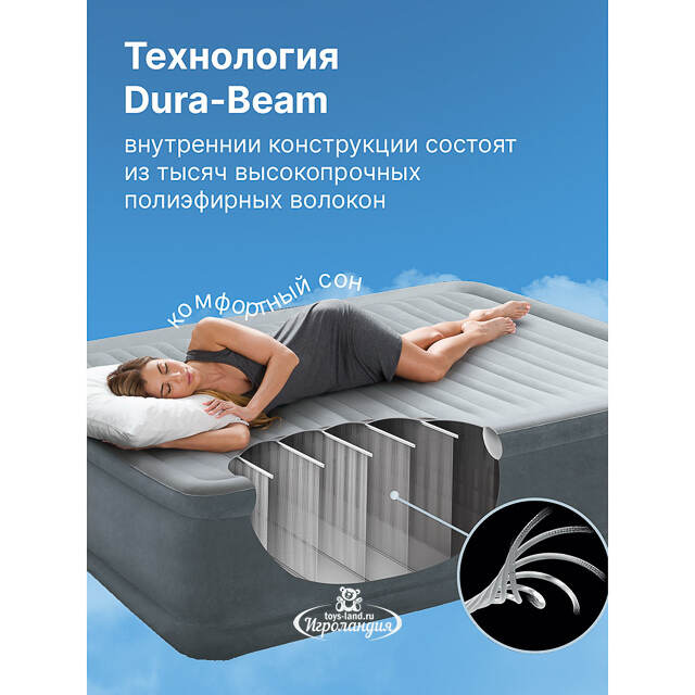 Надувная кровать с насосом Comfort-Plush 152*203*46 см INTEX
