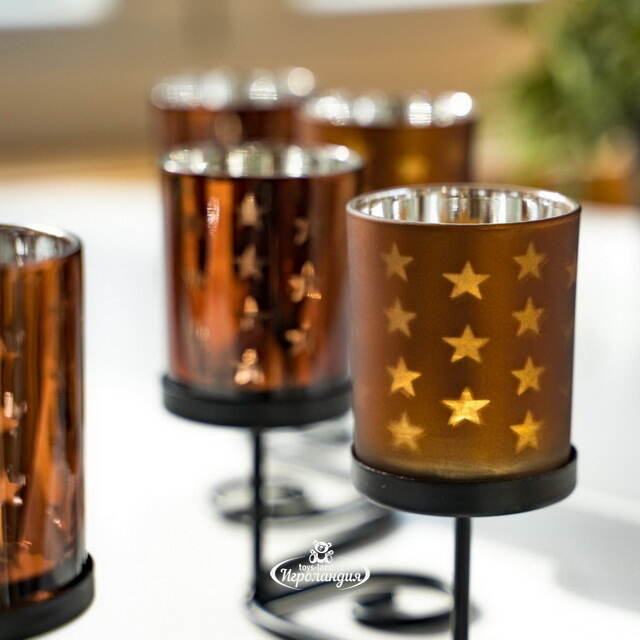 Подсвечник Завиток на 2 свечи, 38*15 см, темное золото Kaemingk