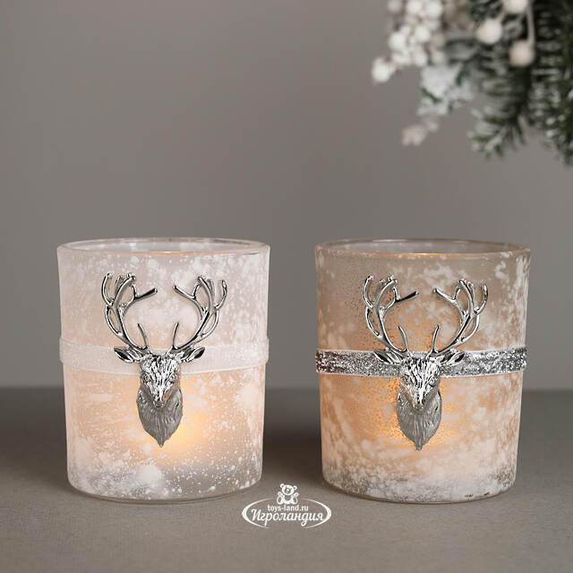 Стеклянный подсвечник Deers Style 10 см дымчатый Kaemingk