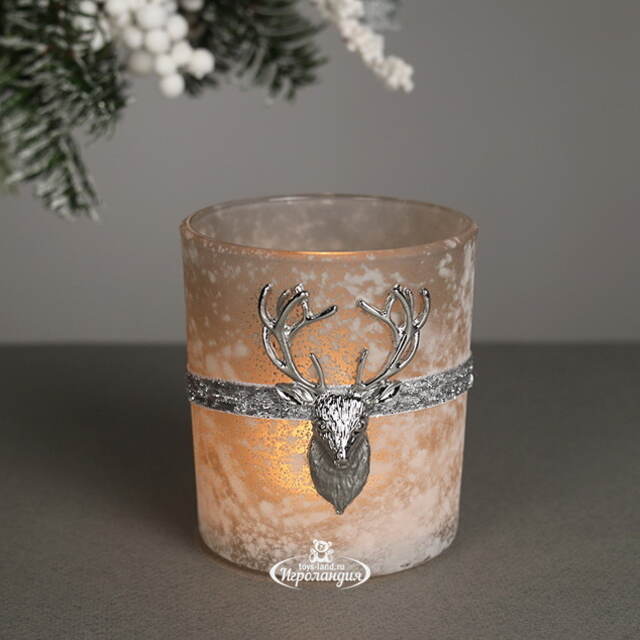 Стеклянный подсвечник Deers Style 10 см дымчатый Kaemingk