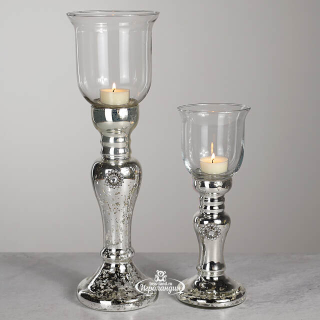 Подсвечник Бокал на серебряной ножке 26 см Kaemingk