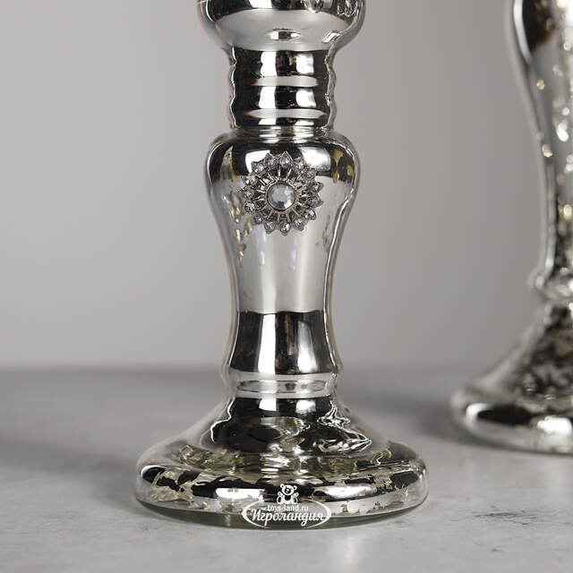 Подсвечник Бокал на серебряной ножке 26 см Kaemingk