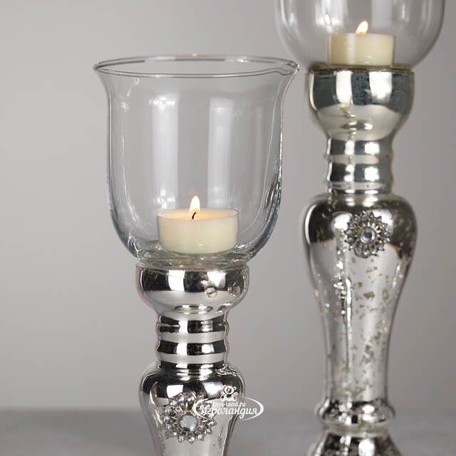 Подсвечник Бокал на серебряной ножке 26 см Kaemingk