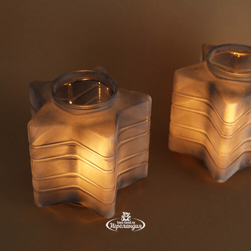 Стеклянный подсвечник Blue Frosty 23 см Kaemingk