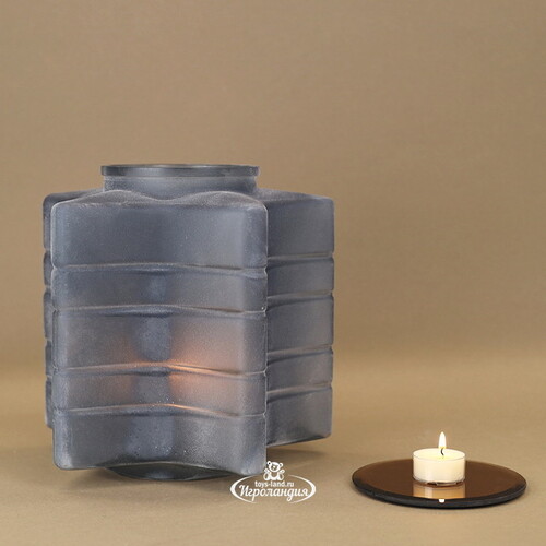 Стеклянный подсвечник Blue Frosty 23 см Kaemingk