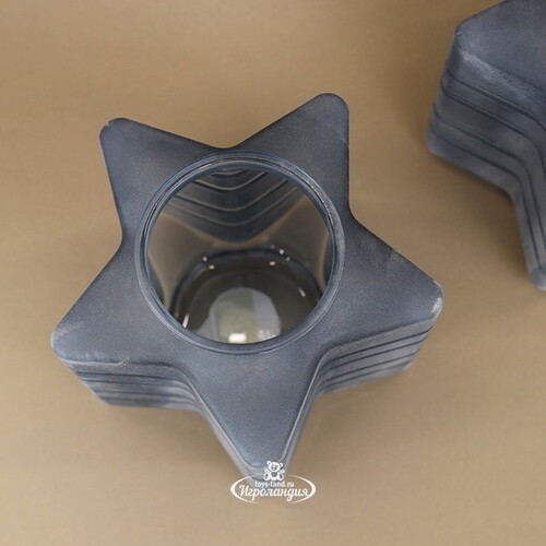 Стеклянный подсвечник Blue Frosty 23 см Kaemingk