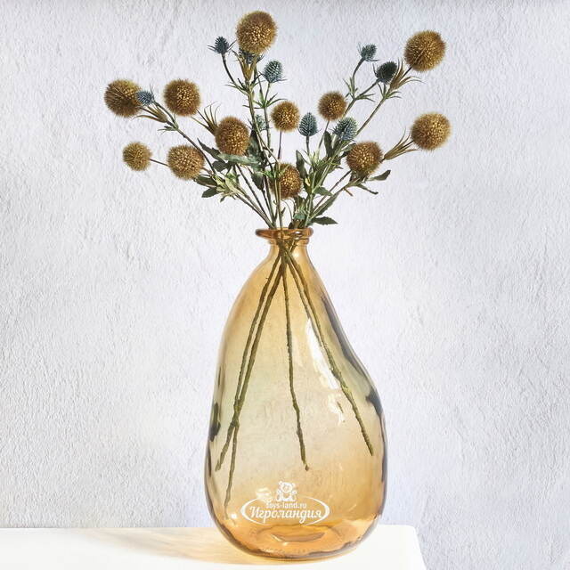 Стеклянная ваза-бутылка Олеа 36 см горчичная Kaemingk