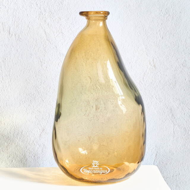 Стеклянная ваза-бутылка Олеа 36 см горчичная Kaemingk