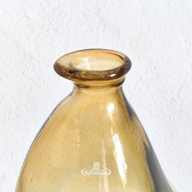 Стеклянная ваза-бутылка Олеа 36 см горчичная Kaemingk