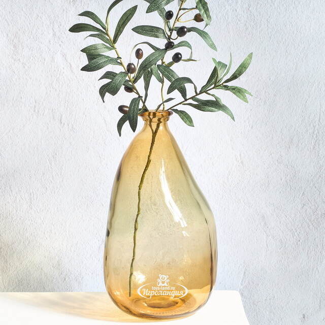 Стеклянная ваза-бутылка Олеа 36 см горчичная Kaemingk